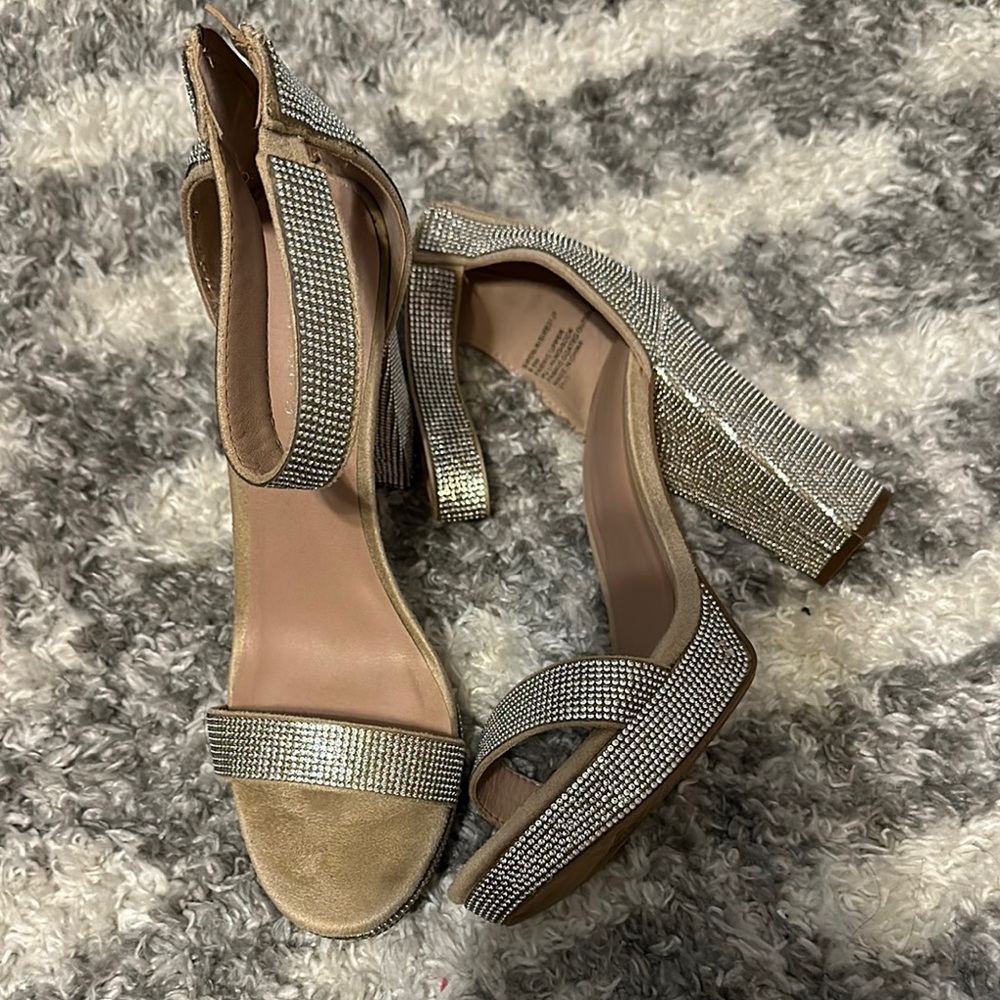 Elegant Silver Rhinestone Women's Heels